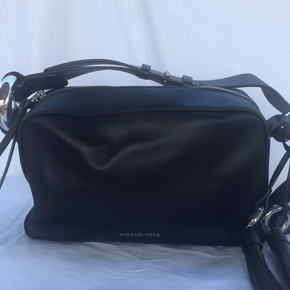 Michael Kors Black Leather Crossbody Camera Bag